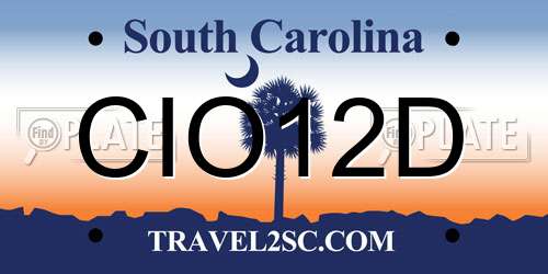 CIO12D South Carolina License Plate
