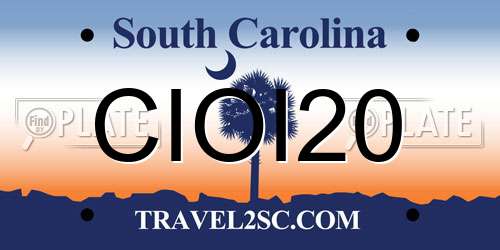 CIOI20 South Carolina License Plate