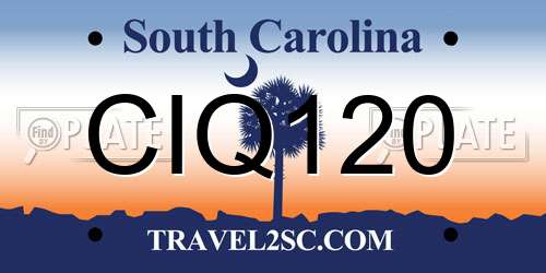 CIQ120 South Carolina License Plate