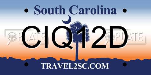 CIQ12D South Carolina License Plate