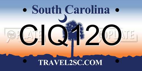 CIQ12O South Carolina License Plate