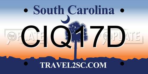 CIQ17D South Carolina License Plate