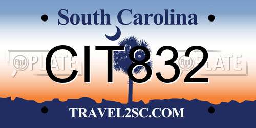 CIT832 South Carolina License Plate