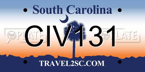 CIV131 South Carolina License Plate