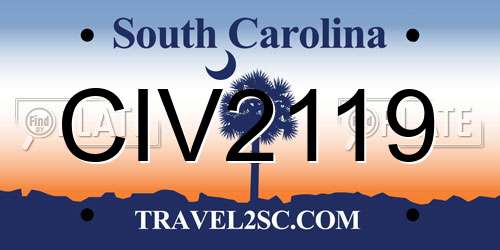 CIV2119 South Carolina License Plate