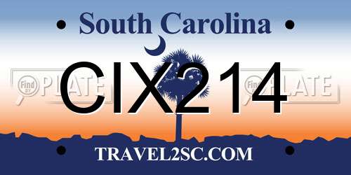 CIX214 South Carolina License Plate