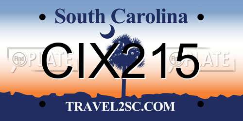 CIX215 South Carolina License Plate