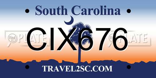 CIX676 South Carolina License Plate