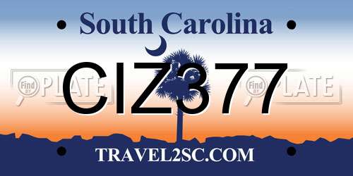 CIZ377 South Carolina License Plate