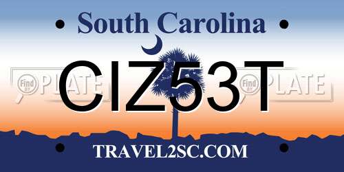 CIZ53T South Carolina License Plate