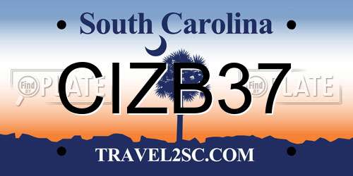 CIZB37 South Carolina License Plate