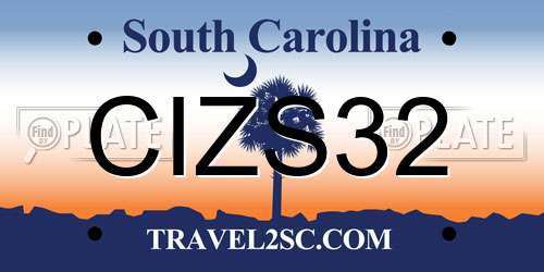 CIZS32 South Carolina License Plate