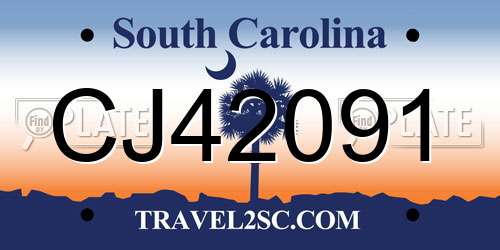 CJ42091 South Carolina License Plate