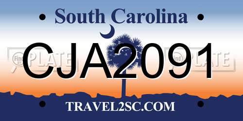CJA2091 South Carolina License Plate