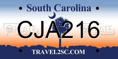 CJA216 South Carolina License Plate