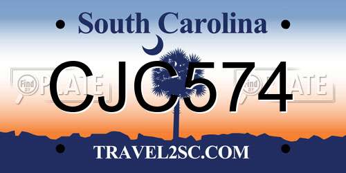 CJC574 South Carolina License Plate