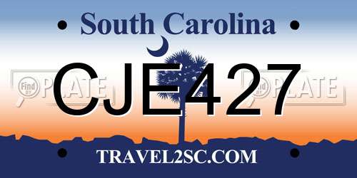 CJE427 South Carolina License Plate