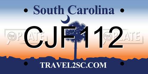 CJF112 South Carolina License Plate