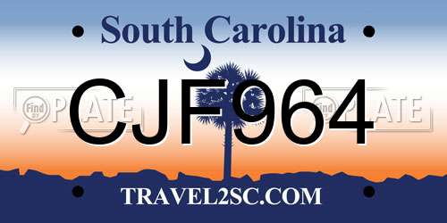 CJF964 South Carolina License Plate