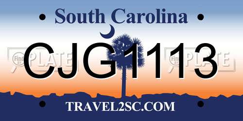 CJG1113 South Carolina License Plate
