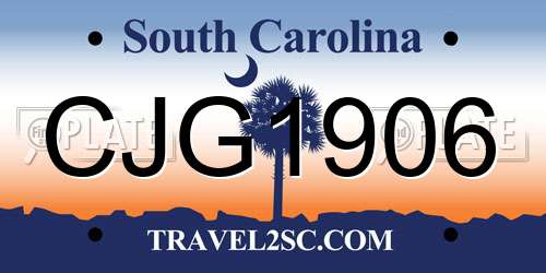 CJG1906 South Carolina License Plate