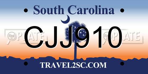 CJJ910 South Carolina License Plate