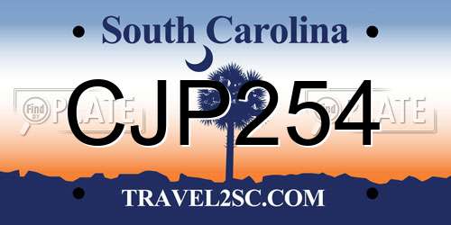 CJP254 South Carolina License Plate