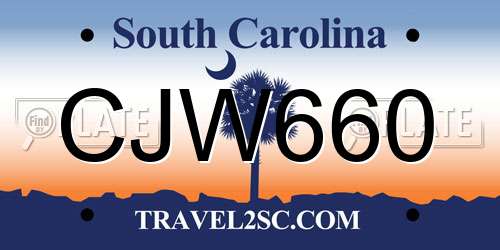 CJW660 South Carolina License Plate