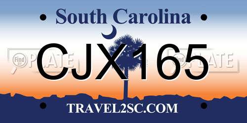 CJX165 South Carolina License Plate