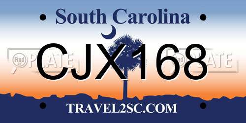 CJX168 South Carolina License Plate