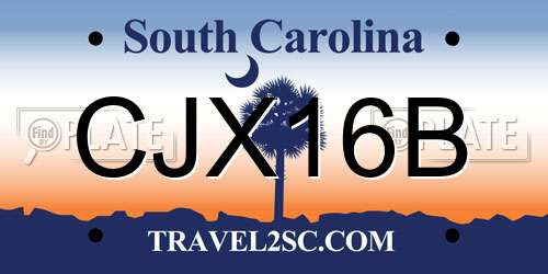 CJX16B South Carolina License Plate