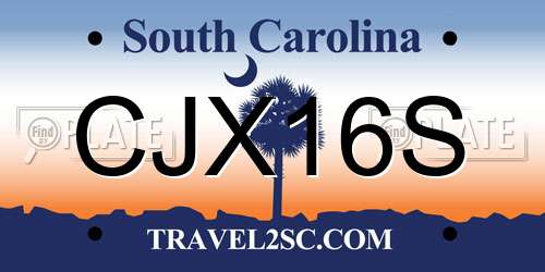 CJX16S South Carolina License Plate