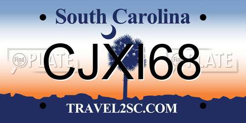 CJXI68 South Carolina License Plate