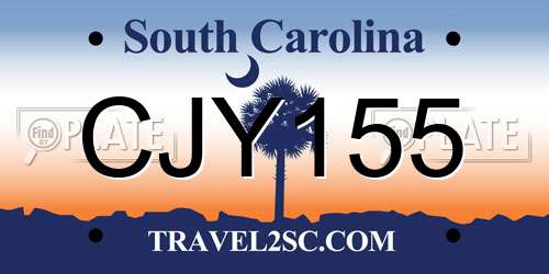 CJY155 South Carolina License Plate