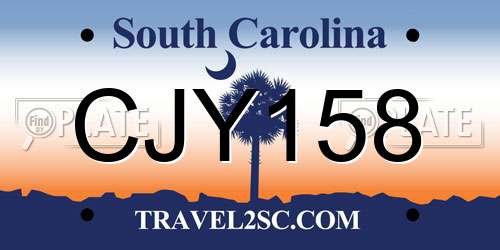 CJY158 South Carolina License Plate