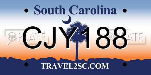 CJY188 South Carolina License Plate