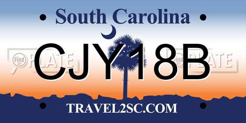 CJY18B South Carolina License Plate