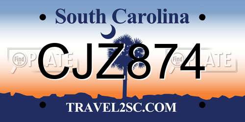 CJZ874 South Carolina License Plate