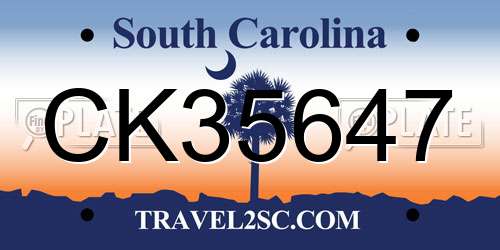 CK35647 South Carolina License Plate
