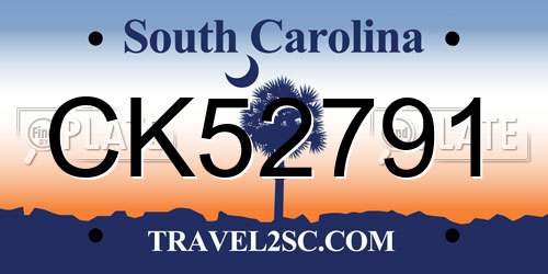 CK52791 South Carolina License Plate