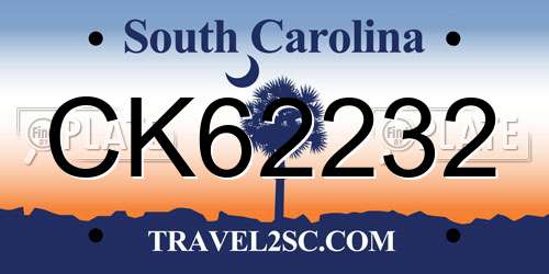 CK62232 South Carolina License Plate