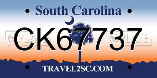 CK67737 South Carolina License Plate