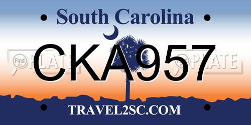 CKA957 South Carolina License Plate