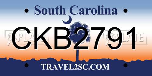 CKB2791 South Carolina License Plate