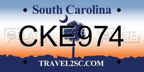 CKE974 South Carolina License Plate