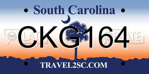 CKG164 South Carolina License Plate