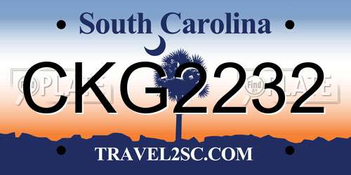 CKG2232 South Carolina License Plate
