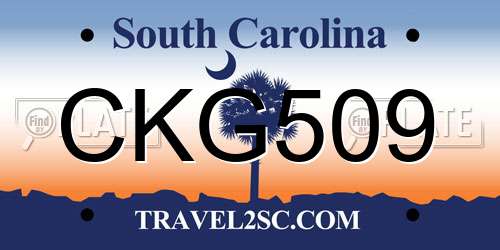 CKG509 South Carolina License Plate