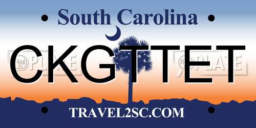 CKGTTET South Carolina License Plate