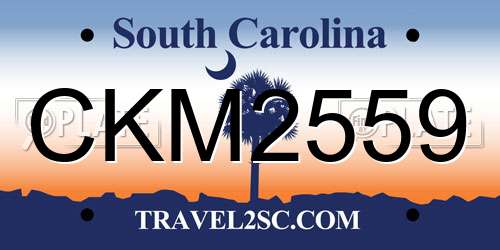 CKM2559 South Carolina License Plate